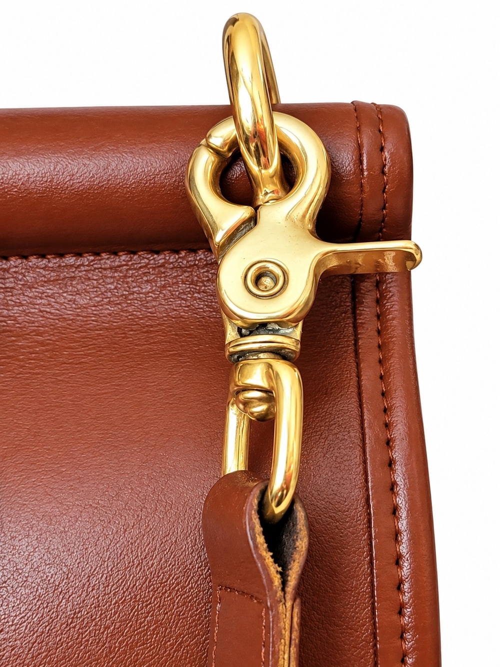 Vintage Coach British Tan Glove-tanned Leather Satchel Brass Hardware USA Made - Picture 4 of 15